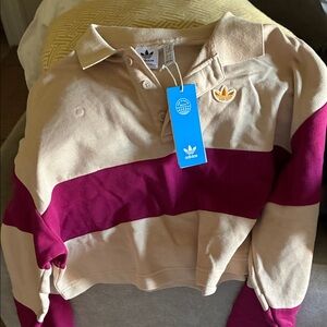 Adidas Beige and Maroon Polo Shirt